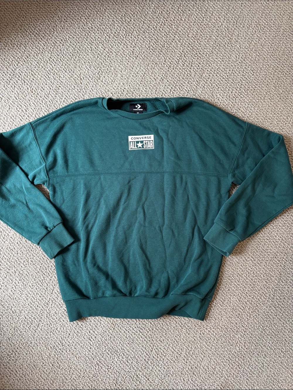 Converse boys Dark Teal Crewneck Sweatshirt with All Star Patch